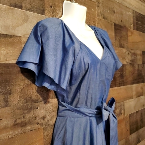 New Parker Adeline A-Line Chambray Dress - Picture 5 of 10